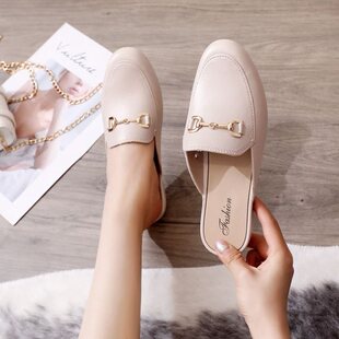 Baotou Sandals Women's Outerwear Trendy Social Half-Top Shoes Summer 2024 New Fashion Easiest for Match Internet Celebrity Girly Heart Slippers
