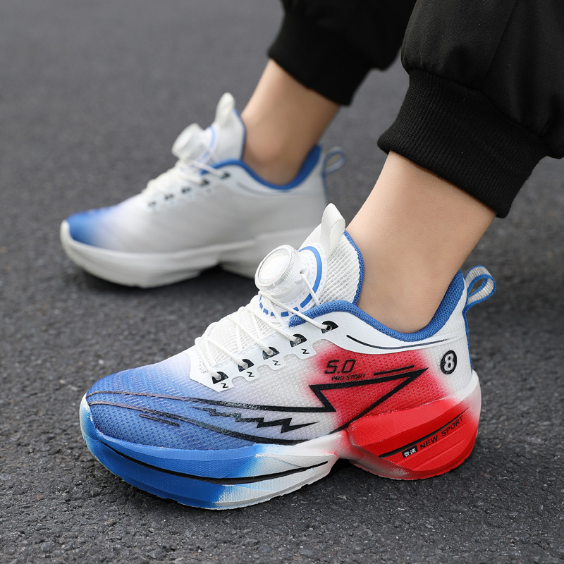 Children's Shock-Absorbing Running Shoes Summer New Breathable Mesh Boys' Sports Shoes Red Rabbit 8Pro Student Physical Test Racing Shoes