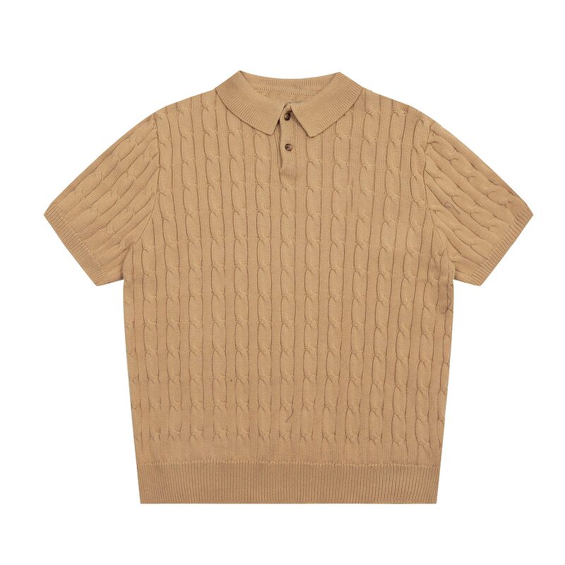 762男性モデルif刺繍小標poloシャツ新純色襟四季ニット半袖男神ootd必須|undefined