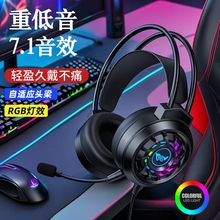 台式电脑耳机头戴式有线游戏电竞专用7.1耳麦麦克风二合一USB接口
