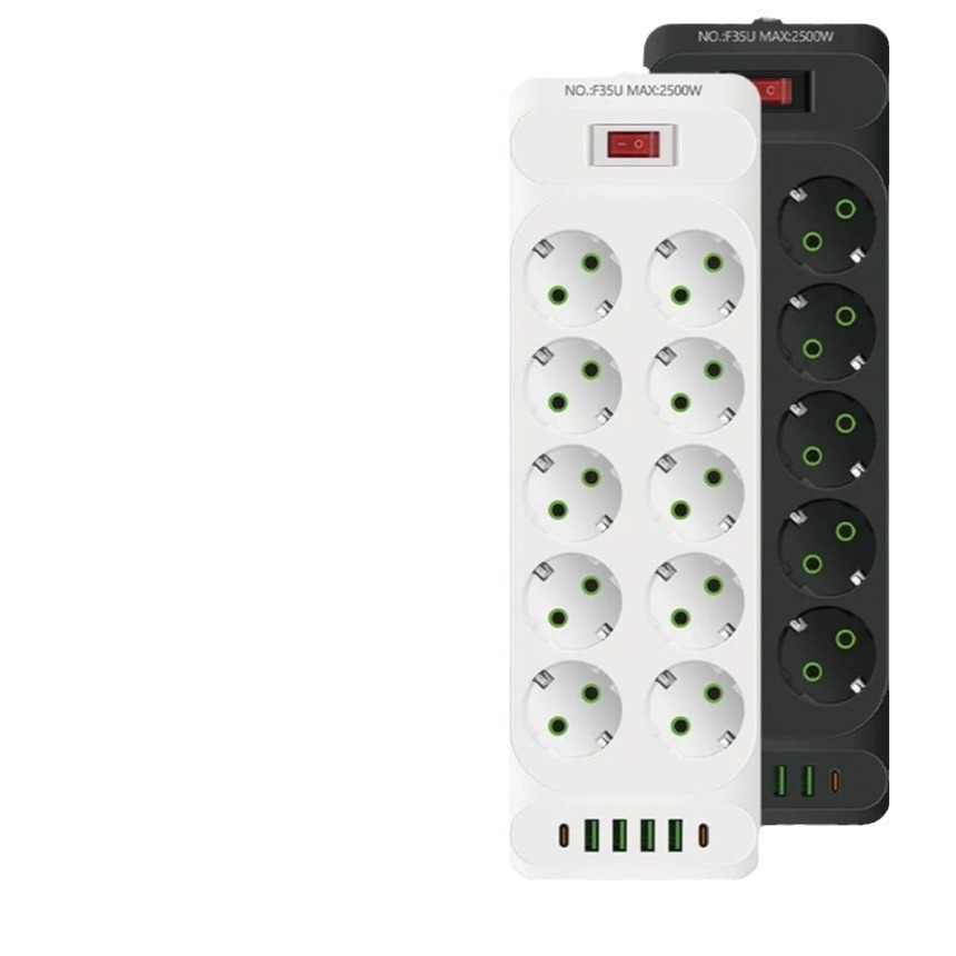 Con 4 USB 2 puertos TYPE-C 10 orificios enchufe de comercio exterior Amazon enchufe estándar europeo