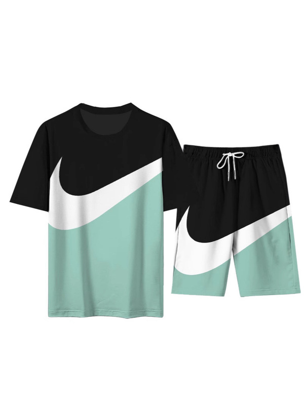 2023 夏の新対外貿易半袖ショーツスーツメンズ Tシャツファッショントレンドカジュアル 2 点セット|undefined