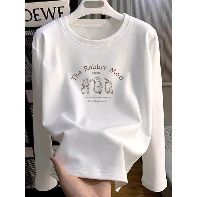 早秋白色长袖T恤西装叠穿内搭2025新款洋气上衣纯棉落肩打底衫女