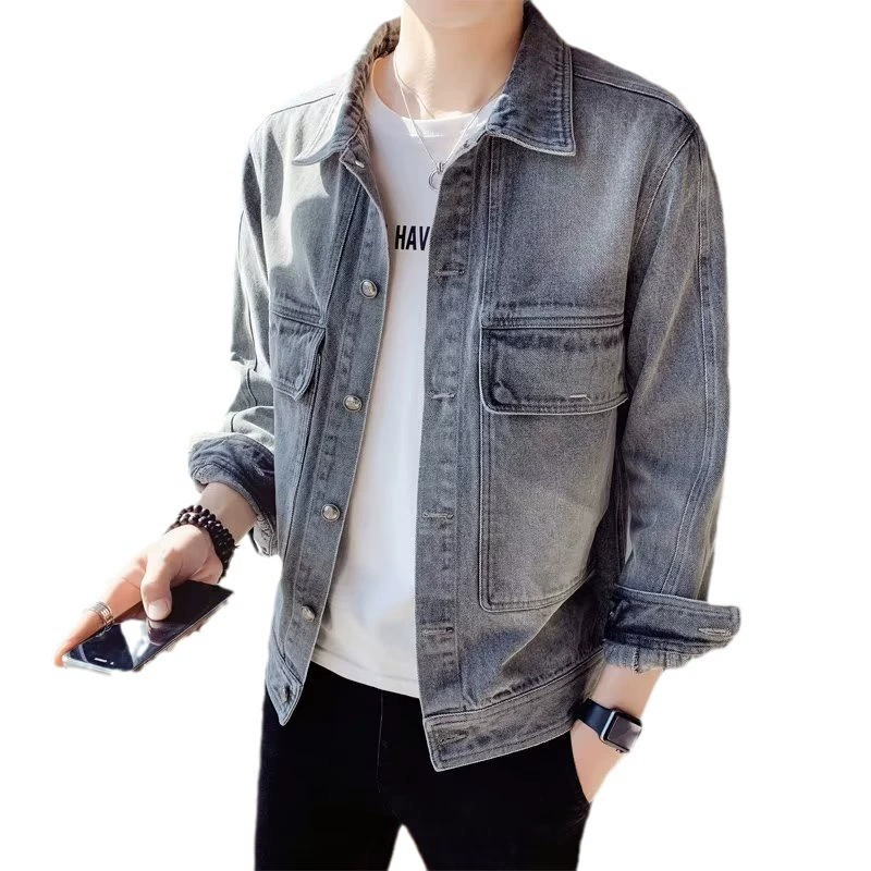 Retro denim men's autumn jacket
