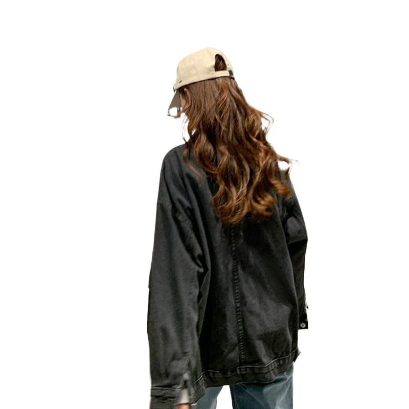 宽松韩版BF长袖牛仔外套女2025年春秋季新款黑色百搭夹克上衣ins|undefined