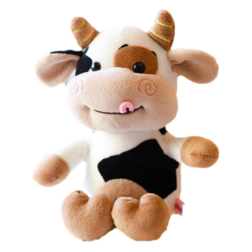 Lindo becerro juguete de peluche blanco y negro leche vaca muñeca Linda vaca muñeca almohada regalo de cumpleaños