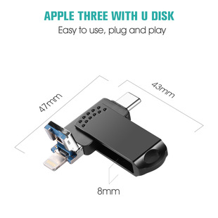 Cross-Border Applicable Apple Type-C Mobile Phone and Computer Multi-Functional Large-Capacity USB Flash Drive 1Tb 2Tb Rotating Mobile Phone USB Flash Drive