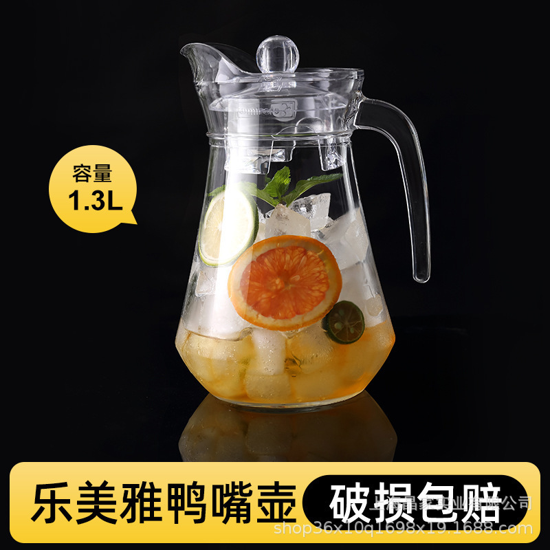 Lemeya vidrio resistente al calor hervidor de agua fría agua manzana verde engrosado jar de jugo tetera flor logotipo al por mayor