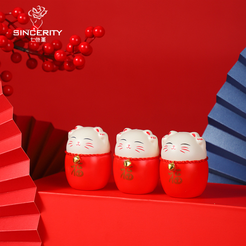 Siete colores cordier rojo para atraer la fortuna gato decoración festiva barril rojo colgante hibisco accesorios de flores de Año Nuevo decoración floral