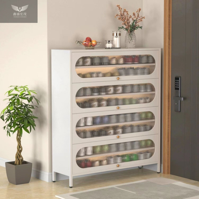 Porta de hierro forjado de gran capacidad estante de zapatos armario de zapatos de acero puerta doméstica piso multicapa armario de almacenamiento a prueba de polvo armario de zapatos