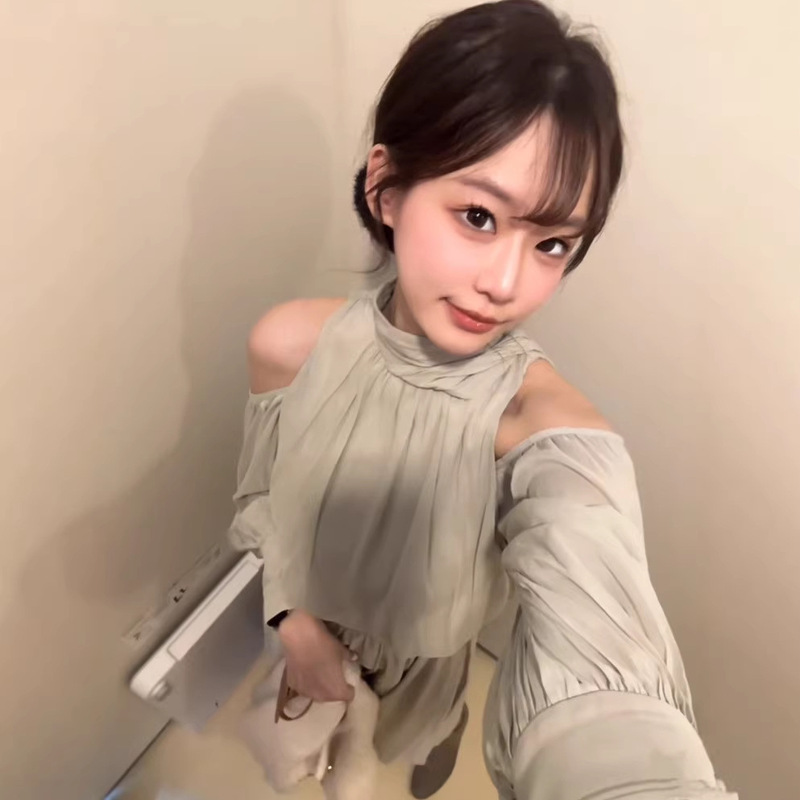 Wzfs2511 Spring/Summer New Greek Goddess Off-Shoulder Upgraded Version Tie-Strap Long Sleeve Dress Cross-Border Wzfs2511 Spring/Summer New Greek Goddess Off-Shoulder Upgraded Version Tie-Strap Long Sleeve Dress Cross-Border