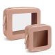Cross-border Spot Durable Cross Pattern Travel Cosmetic Bag Set, Transparent Double Zipper Visual Window Cosmetic Bag Set