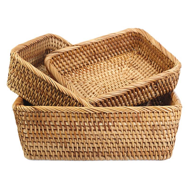 Estrictamente seleccionado caña trenzada mesa rectangular juguetes refrigerios pastílicos trenzado cesto japonés