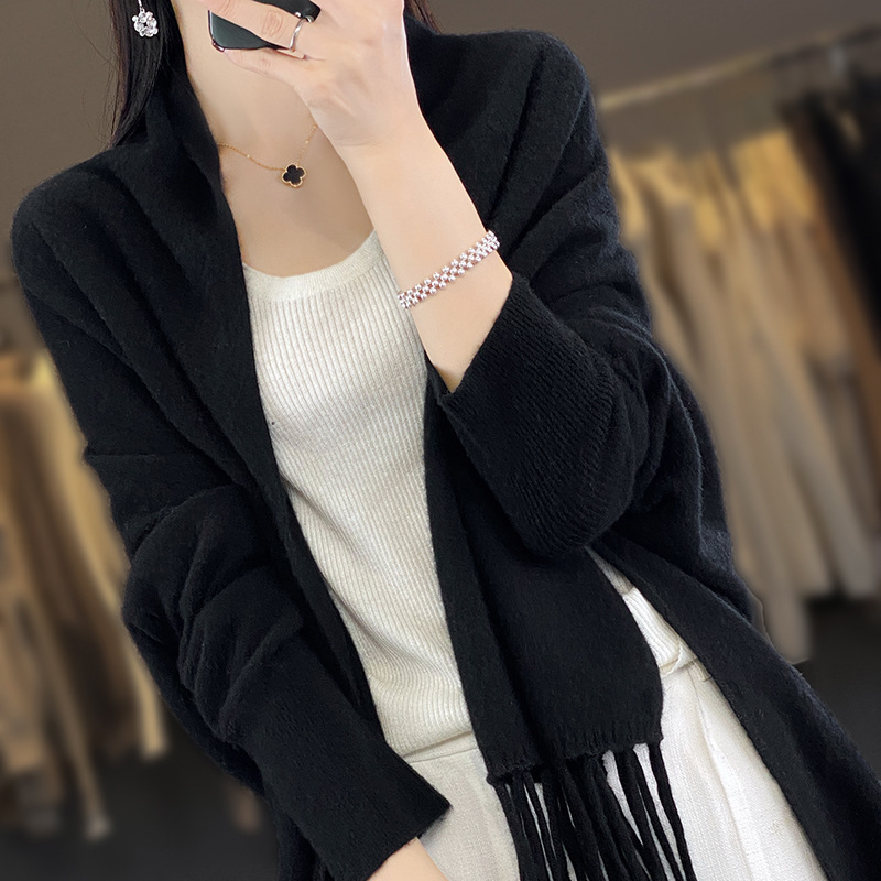 秋冬の新型100純ウールのストールの女性の長袖はゆったりしています。|undefined