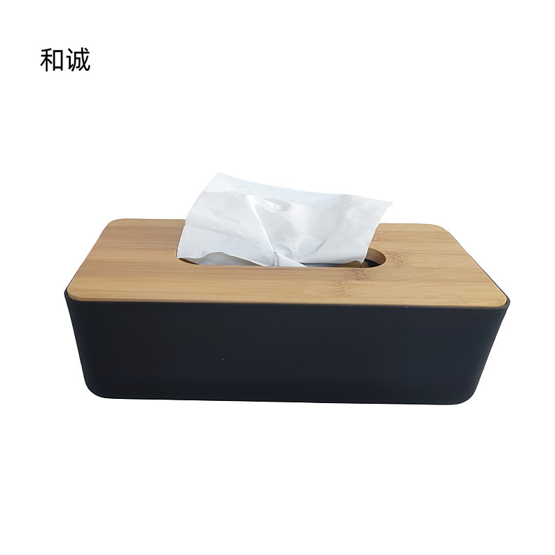 シンプルなプラスチックの竹の蓋のティッシュの箱の家のデスクトップの収納は紙の箱の長方形のファッションのお茶のいくつかの置物のホテルを引き出します。|undefined