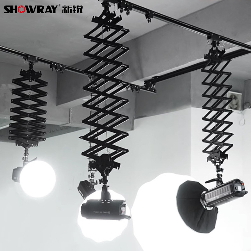 影视灯光天花路轨演播室3吊臂/4吊臂套装直播间摄影棚