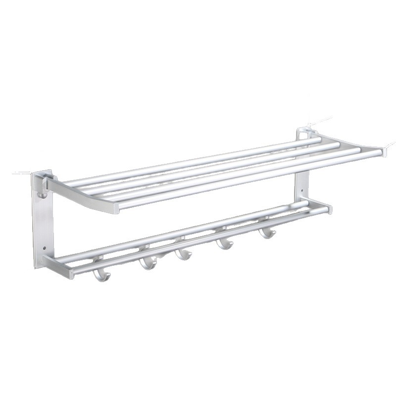 Fábrica en stock Punch-libre instalación toalla rack espacio aluminio baño toalla rack almacenamiento rack