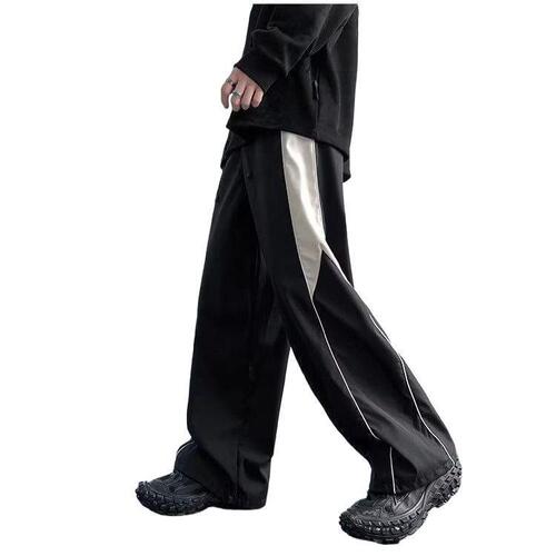 Japanese-style cool handsome, side button pattern decoration, casual daily, niche design sense, men's spring and autumn straight combat pants