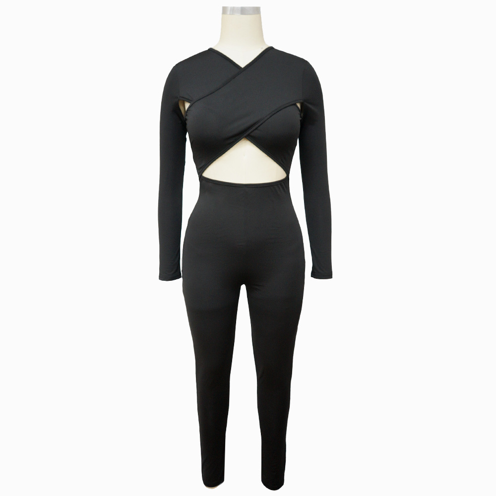 Mono sexy cruzado con cordones de color liso para otoño e invierno.