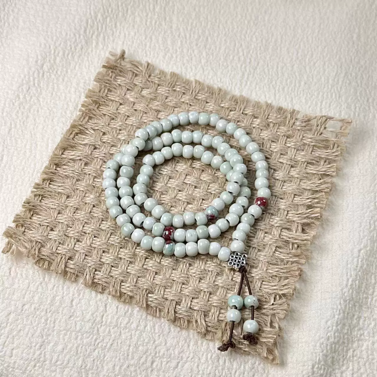 Посуды из Jingdezhen любовь к керамике национальная традиция Ceramic three-ring necklace stack с браслетом 108 бусин однотонная серия