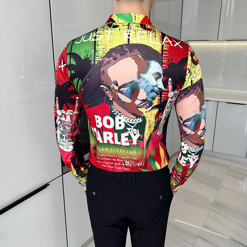 Comercio exterior transfronterizo Amazon nueva camisa europea y americana camisa popular camisa de manga larga impresa personalizada para hombres 2818