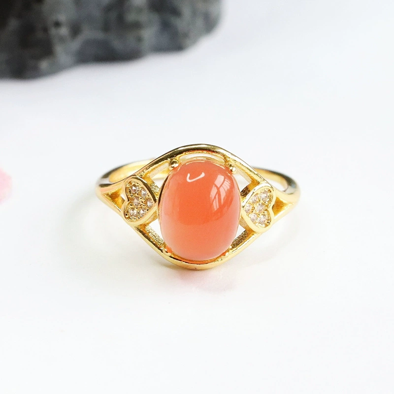 Кольцо из натурального агата Гуань Ю в форме сердца, женское ювелирное изделие с драгоценным камнем, оптовая продажа, дропшиппинг MN2121104