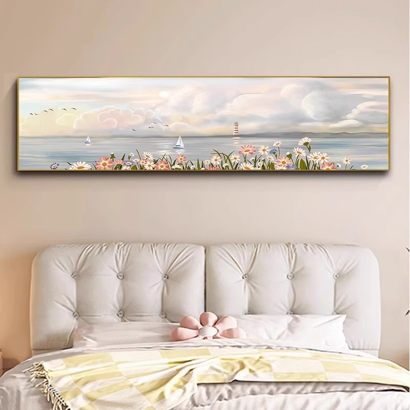 深圳大芬油画村奶油风床头画现代简约卧室房间挂画主卧背景墙壁画|undefined