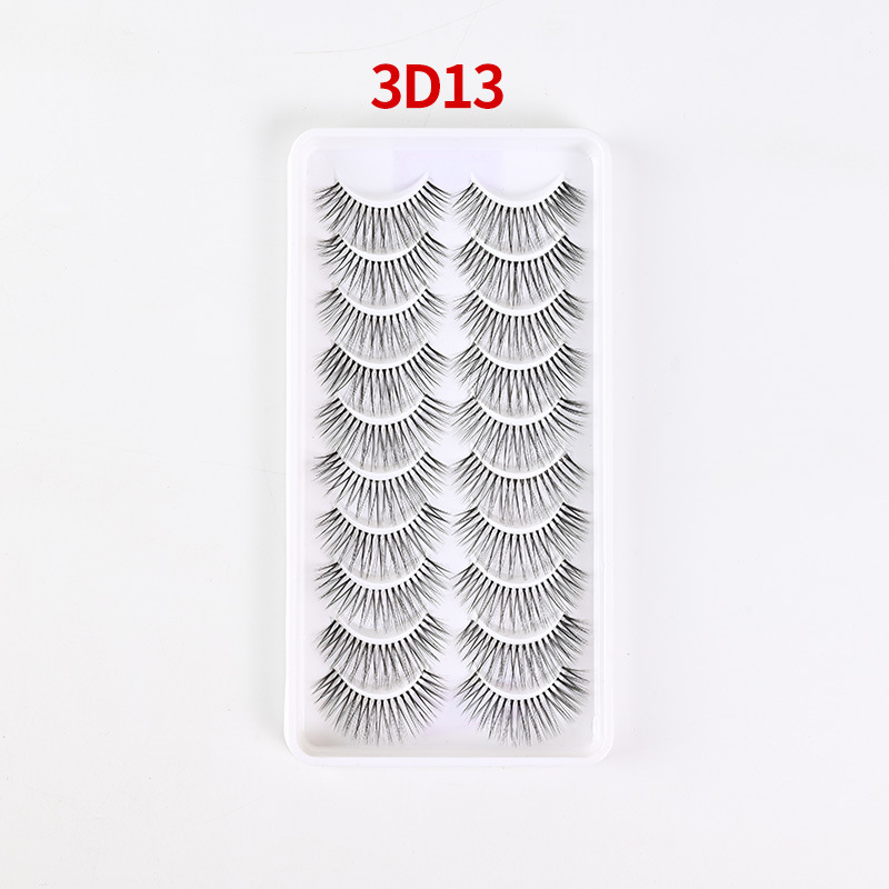 Pestañas Postizas Negras de Tallo Duro para Maquillaje de Escenario, 10 Pares, Estilo Natural y Grueso, Pestañas de Tira Completa, Venta al por Mayor, Estilo de Escenario