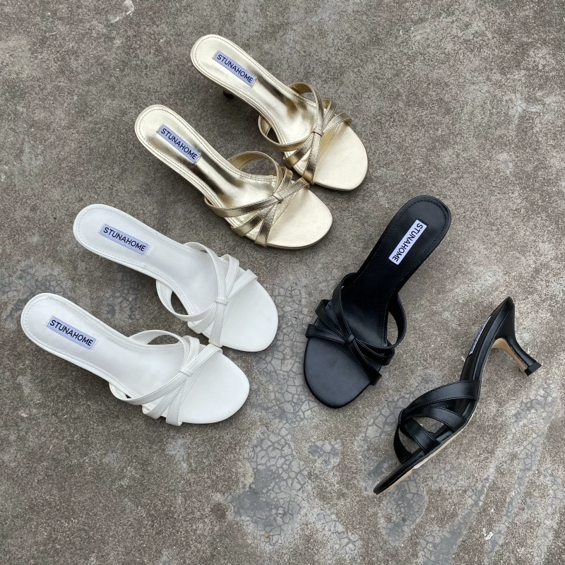 Модные женские туфли-лодочки в стиле французского ретро, квадратный носок, перекрестные ремешки, нишевый стиль, сандалии для внешней торговли.