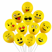 跨境12寸黄色表情加厚乳胶气球搞怪彩色气球派对装饰节日气球