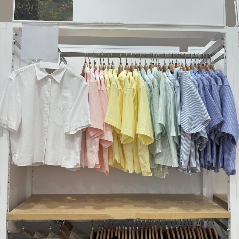Collaboration Edition/Women's Oxford Textile Box-Cut Striped Shirt/Short-Sleeve Shirt Casual Top R484849/484850 Collaboration Edition/Women's Oxford Textile Box-Cut Striped Shirt/Short-Sleeve Shirt Casual Top R484849/484850