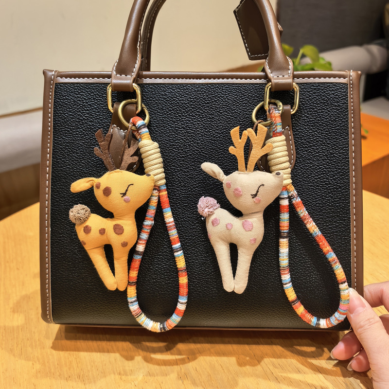 New Forest-Style Handmade Cotton-Filled Cute Fabric Pendant Accessory, Niche Cartoon Bag Charm Keychain