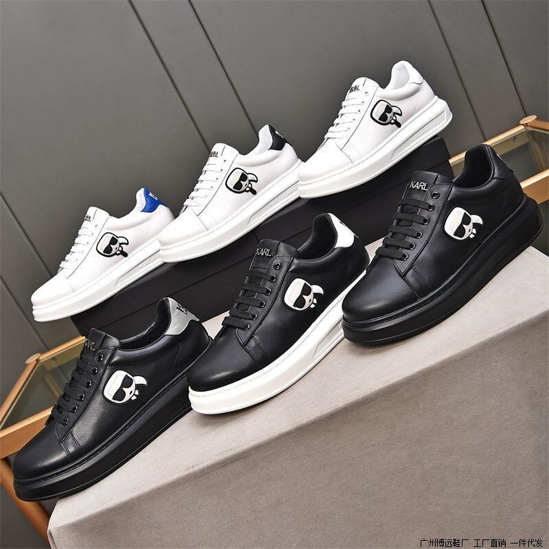 2025 Autumn New Karl Lafayette Men's Sports Casual Shoes Thick-Soled Men's Shoes Cowhide Easiest for Match White Shoes Trendy