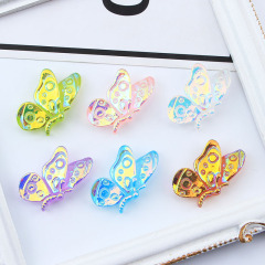 AB鐳射蝴蝶 新款diy奶油膠自製髮夾手機殼飾品樹脂配件材料包批發
