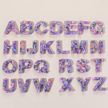 批发跨境 diy饰品配件26个英文字母钥匙扣水晶滴胶包包挂件手机链