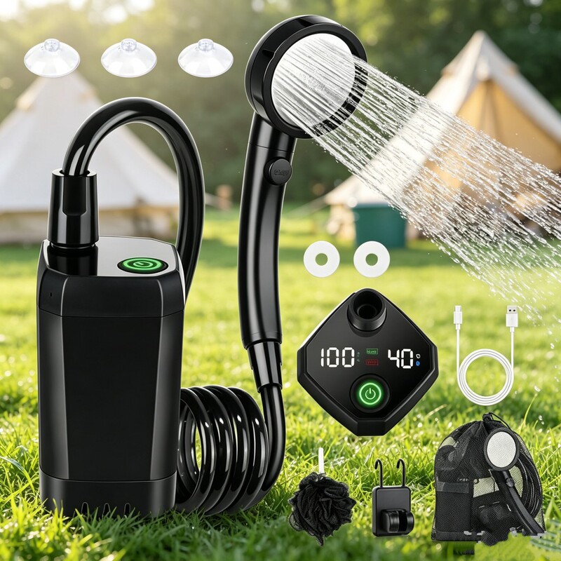 Outdoor Bathing Gadget Electric Showerhead Rechargeable Portable Wireless Self-Priming Simple Mobile Shower for Dormitories and Construction Sites