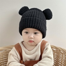 婴儿帽子可爱耳朵婴幼儿套头帽冬季男女宝宝针织帽户外新生儿保暖