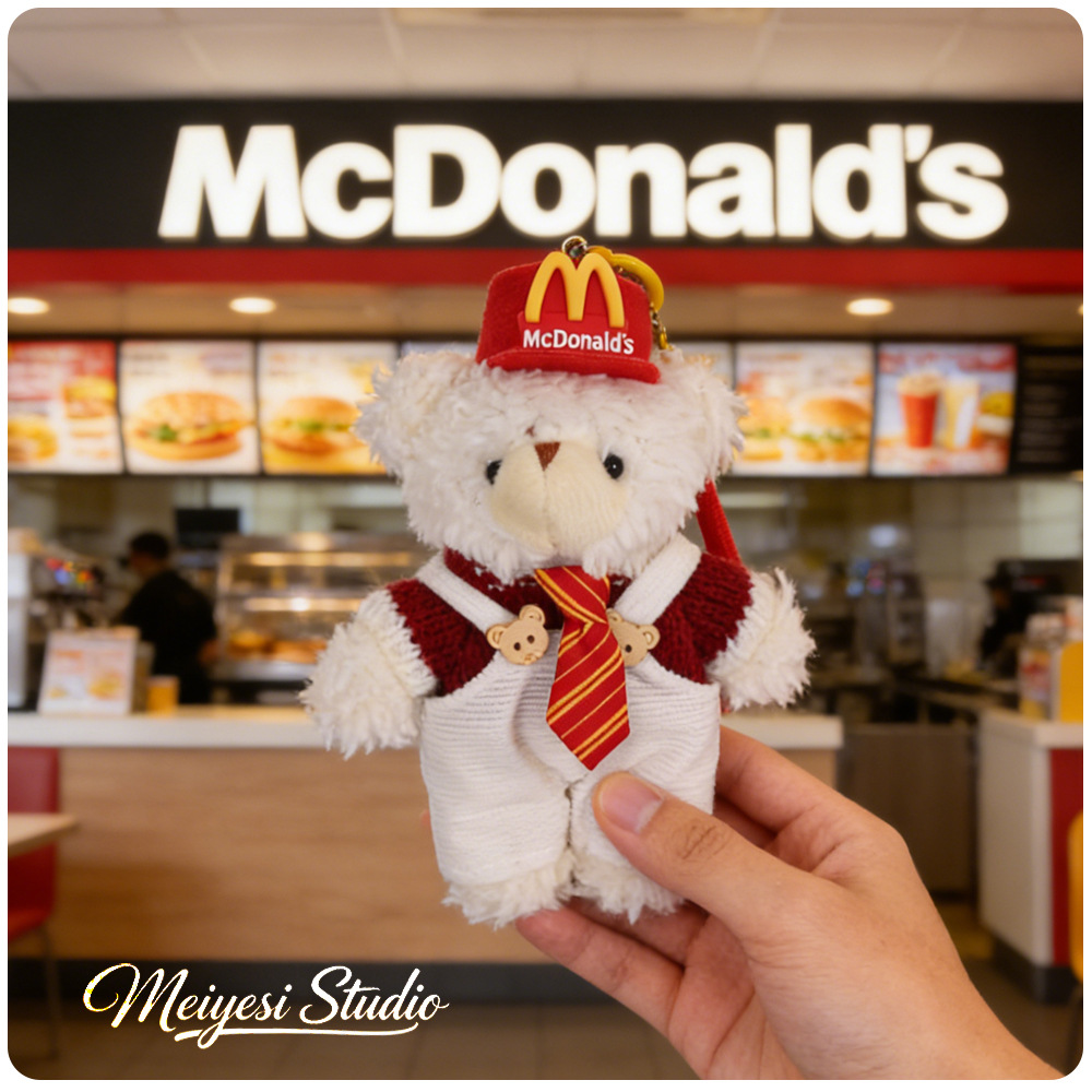 McDonald 's Keychain Teddy Bear bolso colgante de peluche unido oso muñeca accesorios de bolsa colgante mujer