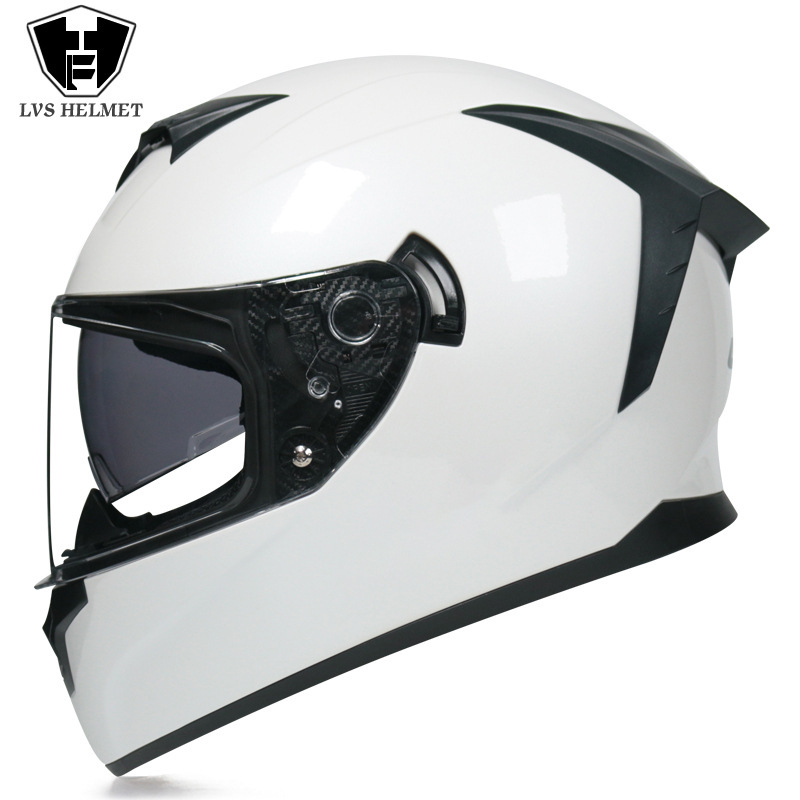 LVS casco de la motocicleta estándar nacional de los hombres y las mujeres del casco completo de doble lente de invierno motocicleta eléctrica Bluetooth cabeza Gris Cuatro Estaciones