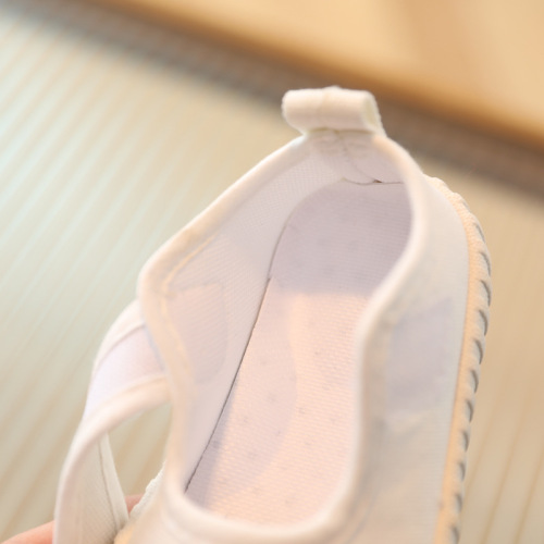 Women's Children's Plain Mouth Shoes Spring and Autumn Season Kindergarten Fabric Shoes Canvas Shoes 1-7 Years Old Little Princess Shoes with Soft Insole