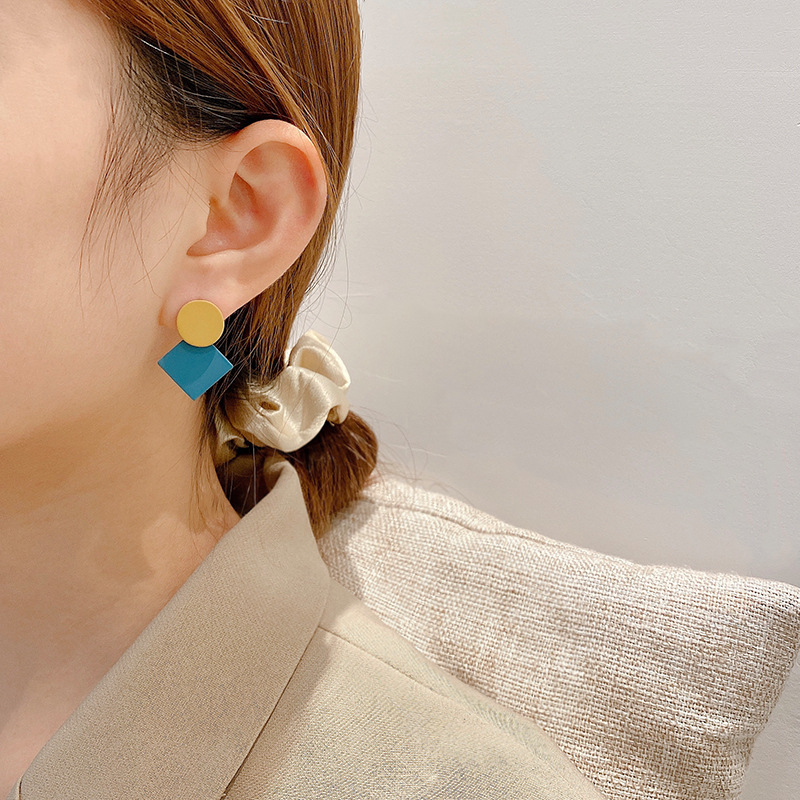 Korean style retro hit color geometric creative earringspicture6