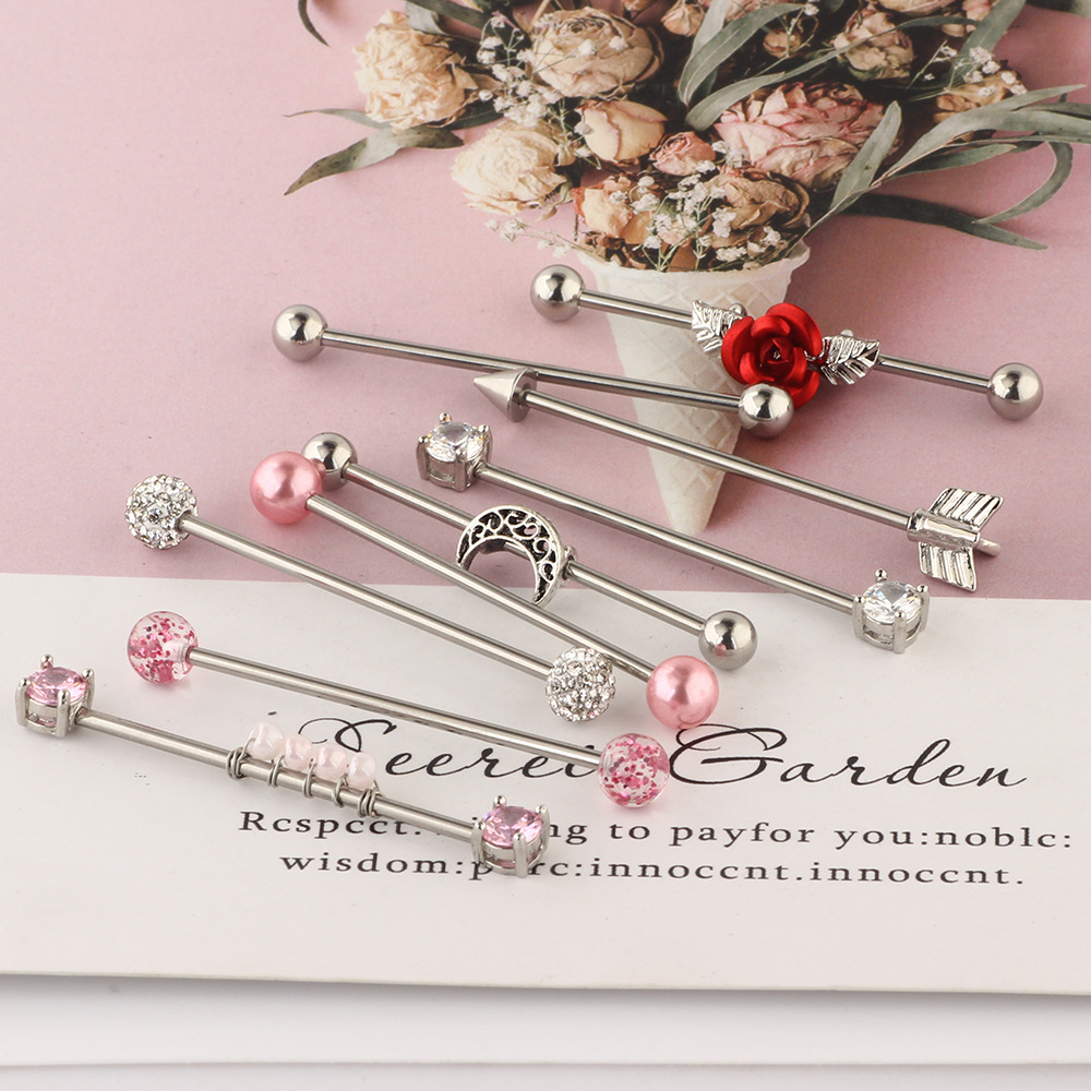 9-Piece Industrial Barbell Set Stainless Steel Geometric Ear Piercing Jewelry Cartilage Hoops detail image 7