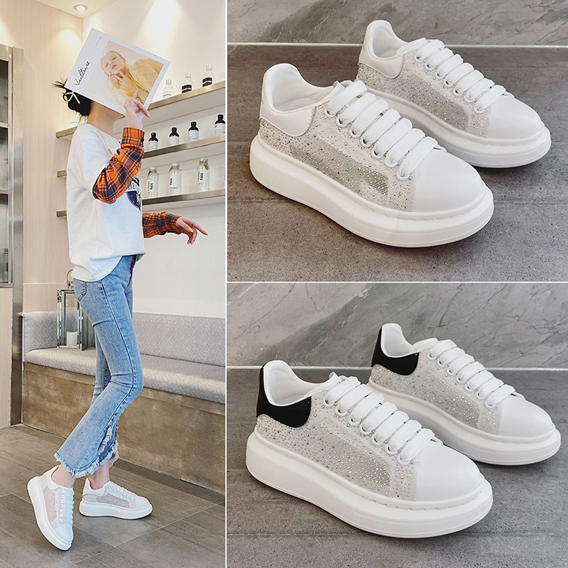 Women's Shoes 2026 Trendy New Mcqueen White Sneakers for Women Summer Mesh Breathable Fashion Rhinestone Casual Board Trendy Brand Women's Shoes 2026 Trendy New Mcqueen White Sneakers for Women Summer Mesh Breathable Fashion Rhinestone Casual Board Trendy Brand