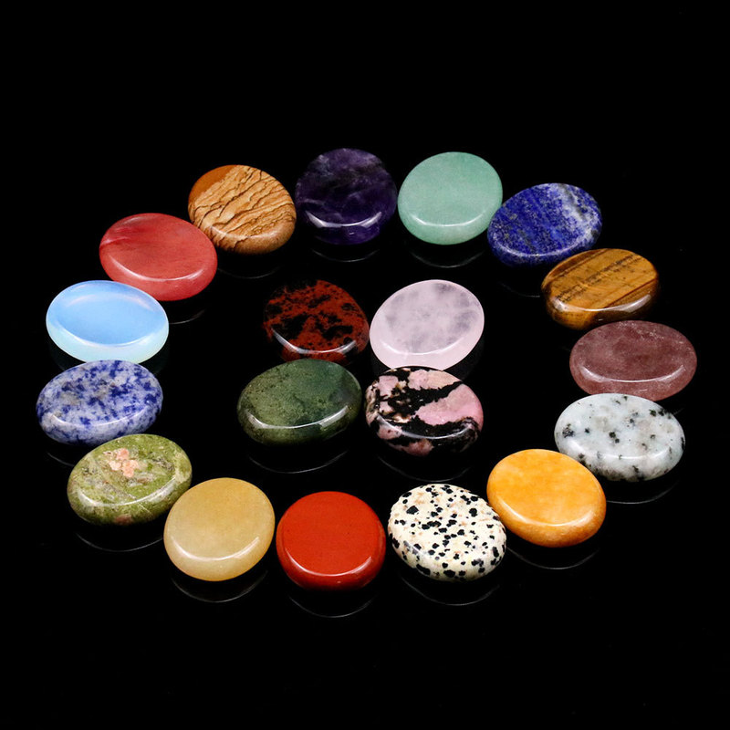 D38Worry Stone Mobile Phone Holder 25*30mm Crystal Oval Piece Natural Thumb Worry Stone Massage Stone