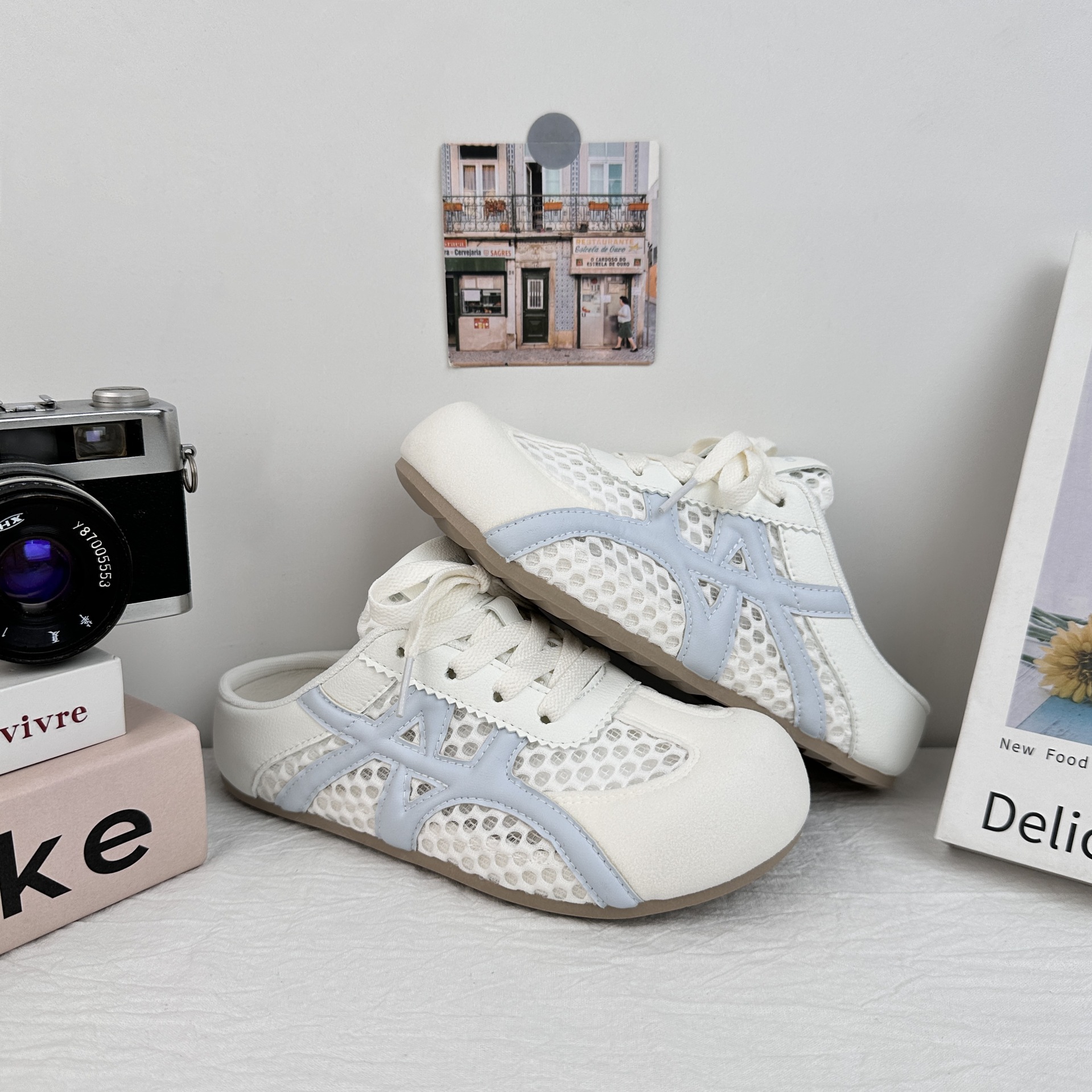 Far Bo Bo Ken zapatos para mujeres 2025 nuevas zapatillas de verano zapatos blancos zapatos de skate mitad zapatos de mujer