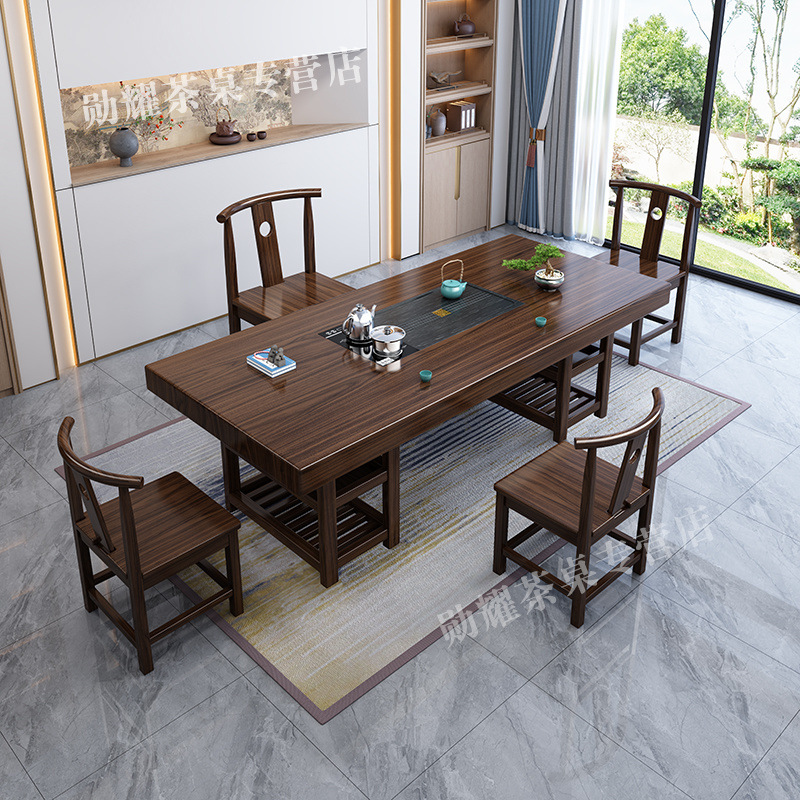 Nueva mesa de té china de madera sólida, mesa de té y silla, nueva mesa de té de oficina doméstica integral, mesa de té de kung fu