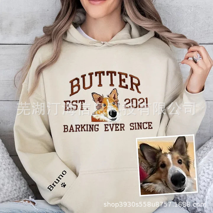 Cross-border Amazon explosions round neck long sleeve sweater support to map a set of pet color embroidery Cross-border Amazon explosions round neck long sleeve sweater support to map a set of pet color embroidery