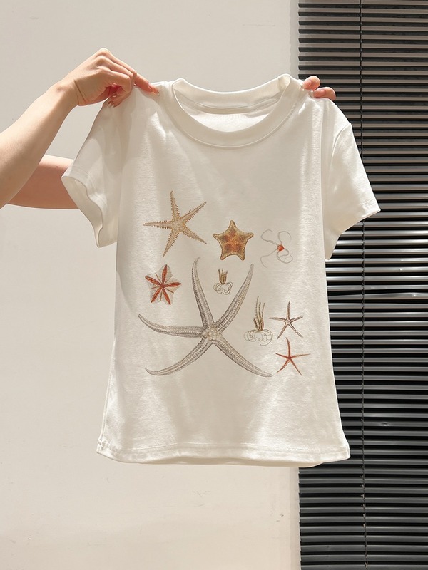Amazon Feel 0 スリムガールフード 22g Douyin 40 ウエスト伸縮性半袖 Tシャツ レディース プリント付き|undefined