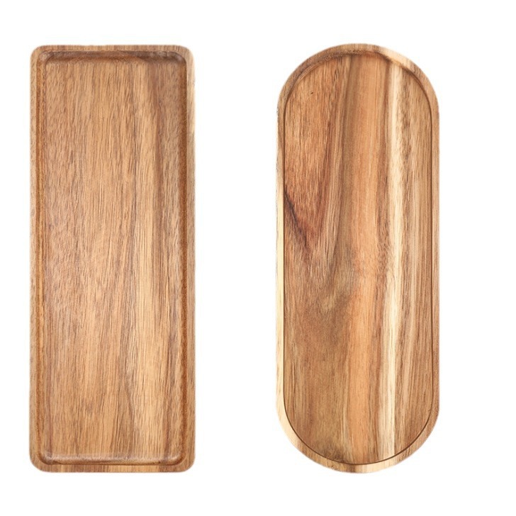 Factory Japanese Acacia Wooden Tray Rectangular Dinner Plate Fruit Plate snack Plate Oval Bread Plate Tea Cup Plate