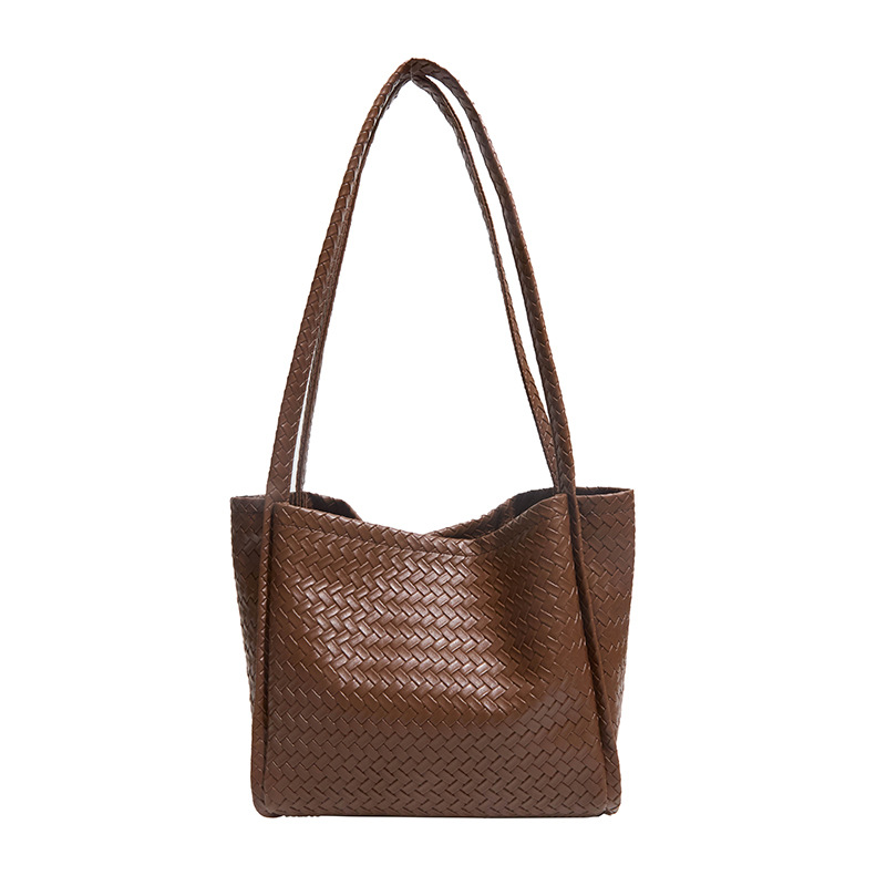 Woven Texture Open Large PU Tote Bag 5